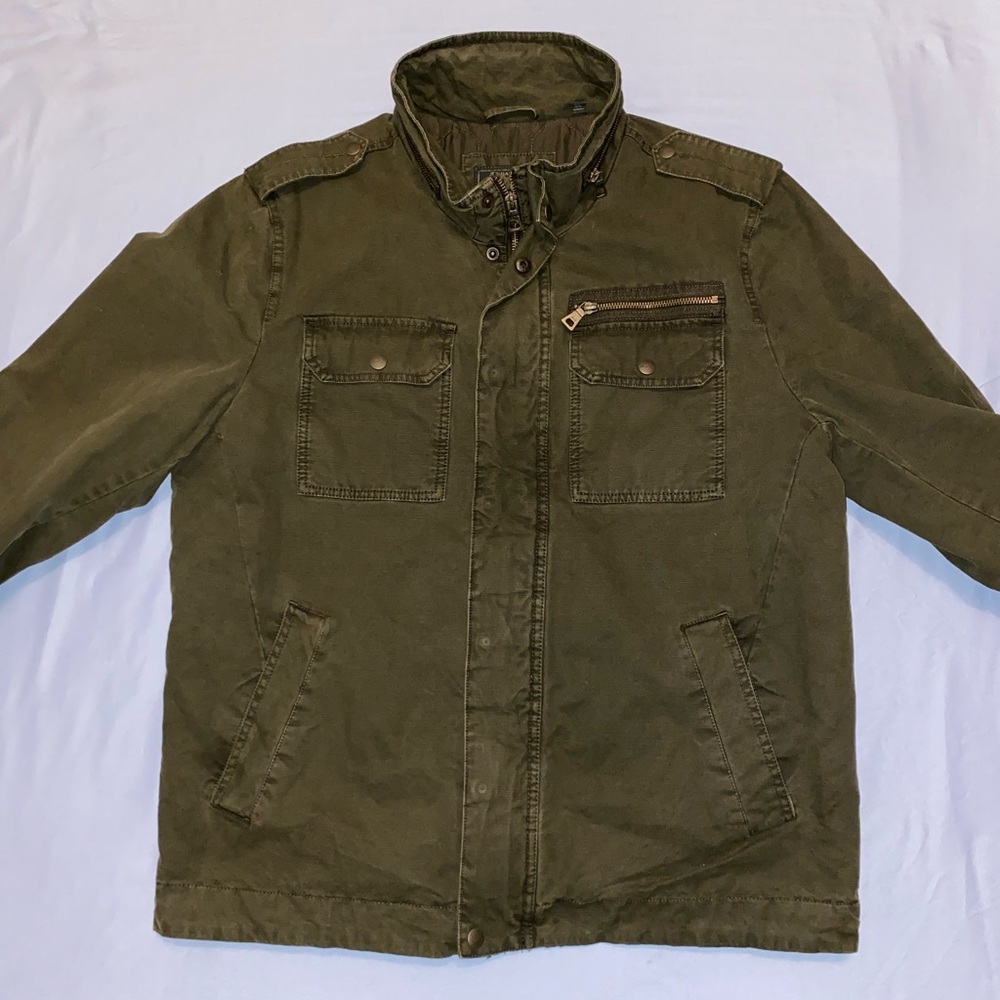 G.H. Bass & Co. Men’s Military Field Jacket Green Olive Large Full Zip Pockets - Picture 4 of 16